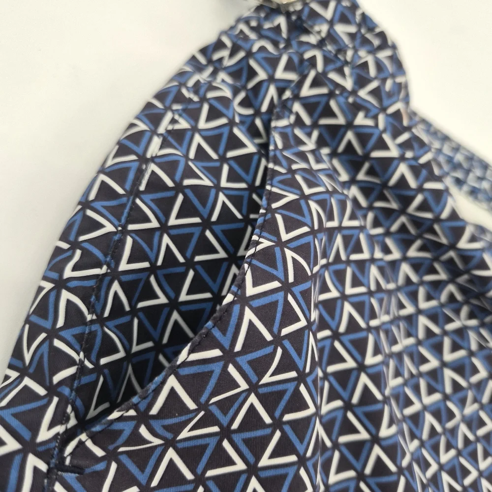 Orlebar Brown Bulldog Garda Swim Shorts Blue/White Geometric Print Tailored Fit - Picture 9 of 13